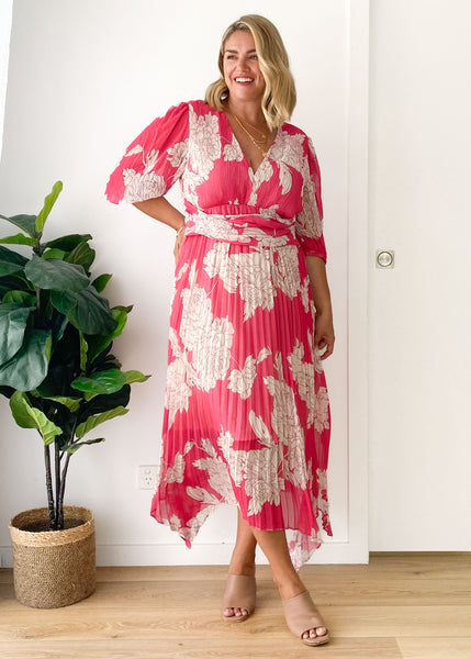 Twinker Midi Dress - Pink Floral