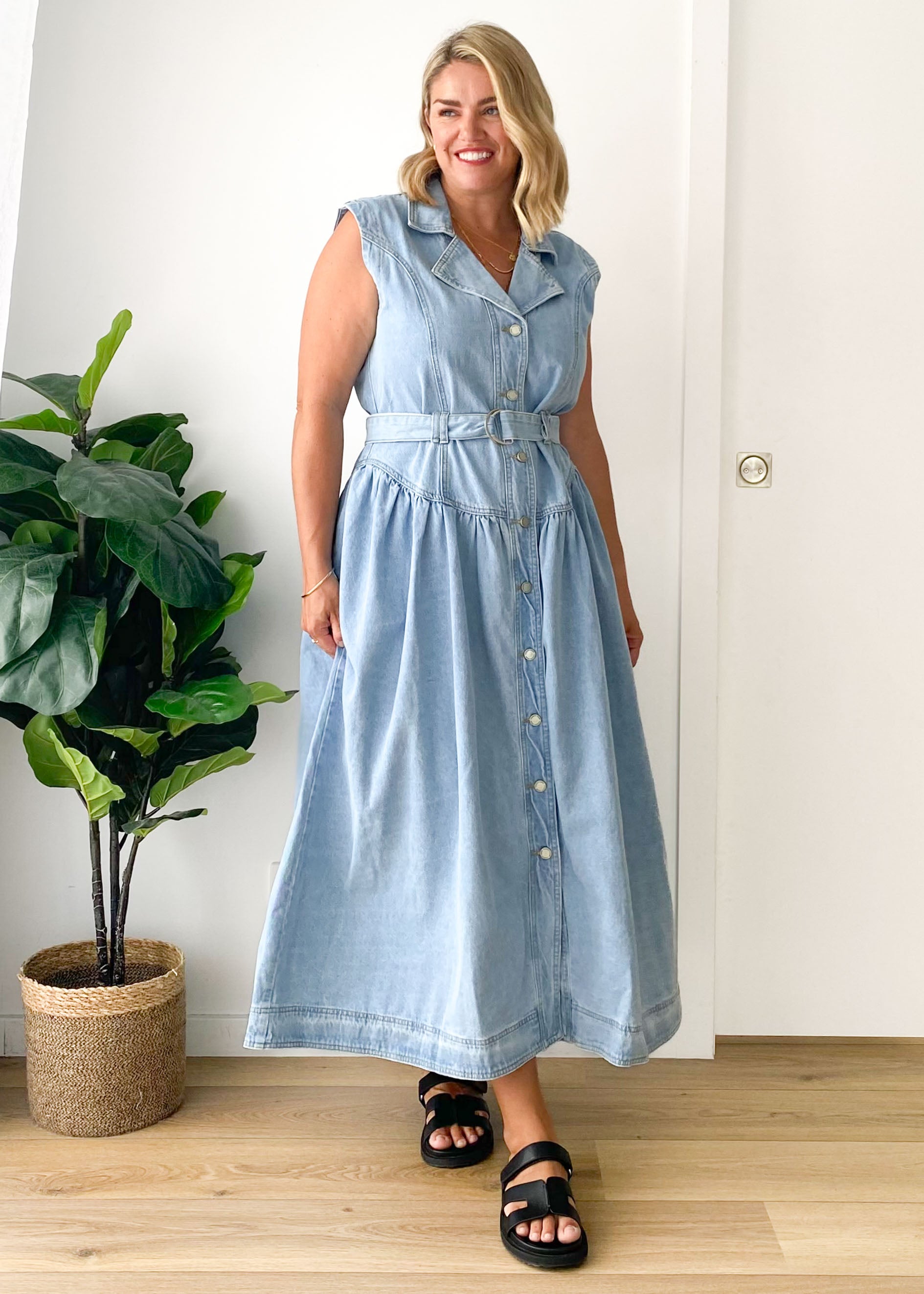 Buy Cloth Bites Women Denim Dress (Small, EMB Blue) at Amazon.in