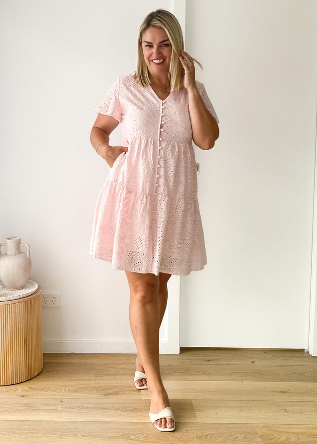 Marika Dress - Blush Anglaise