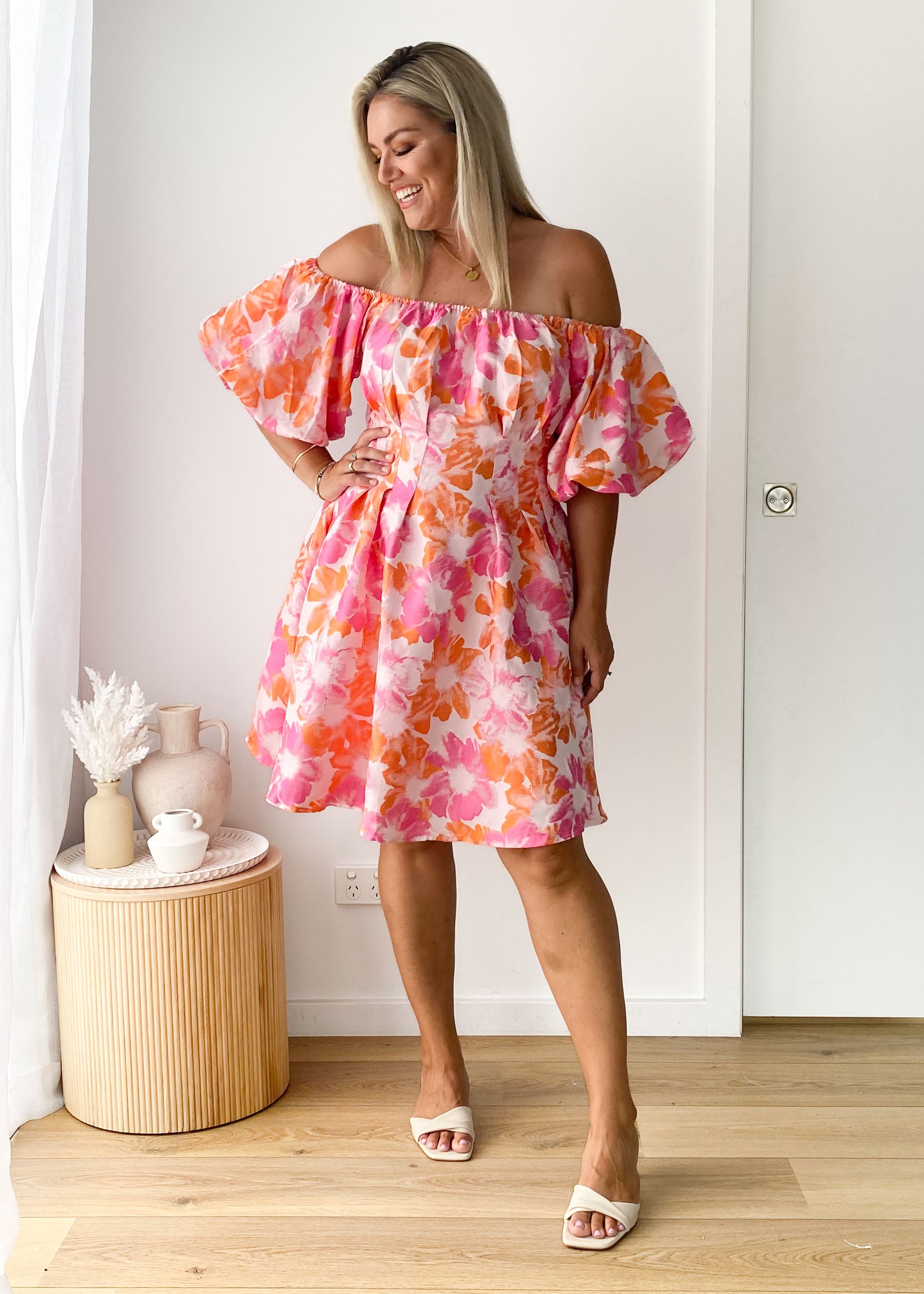 Xena Off Shoulder Dress - Sunset Floral