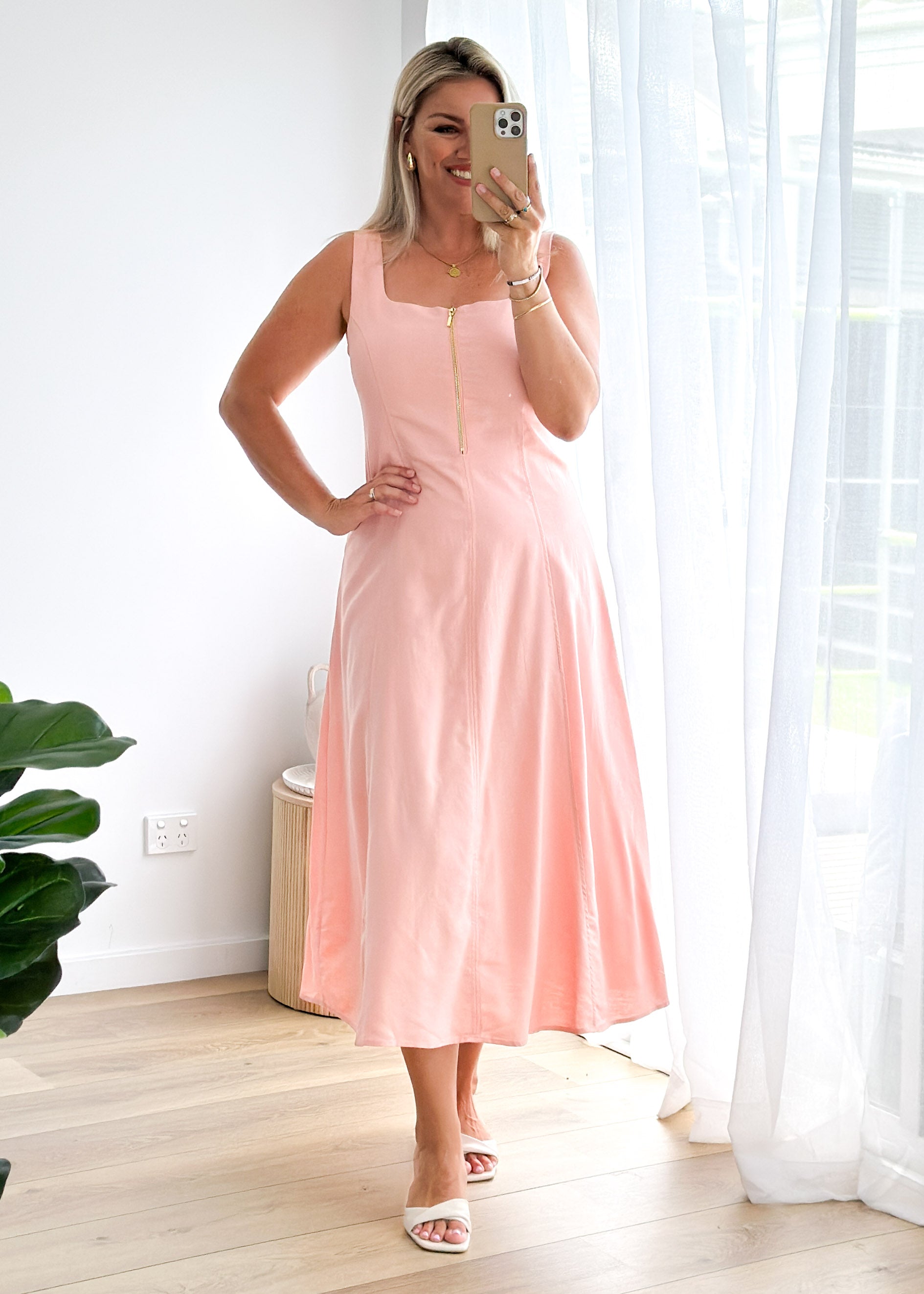 Ventura Midi Dress - Peach