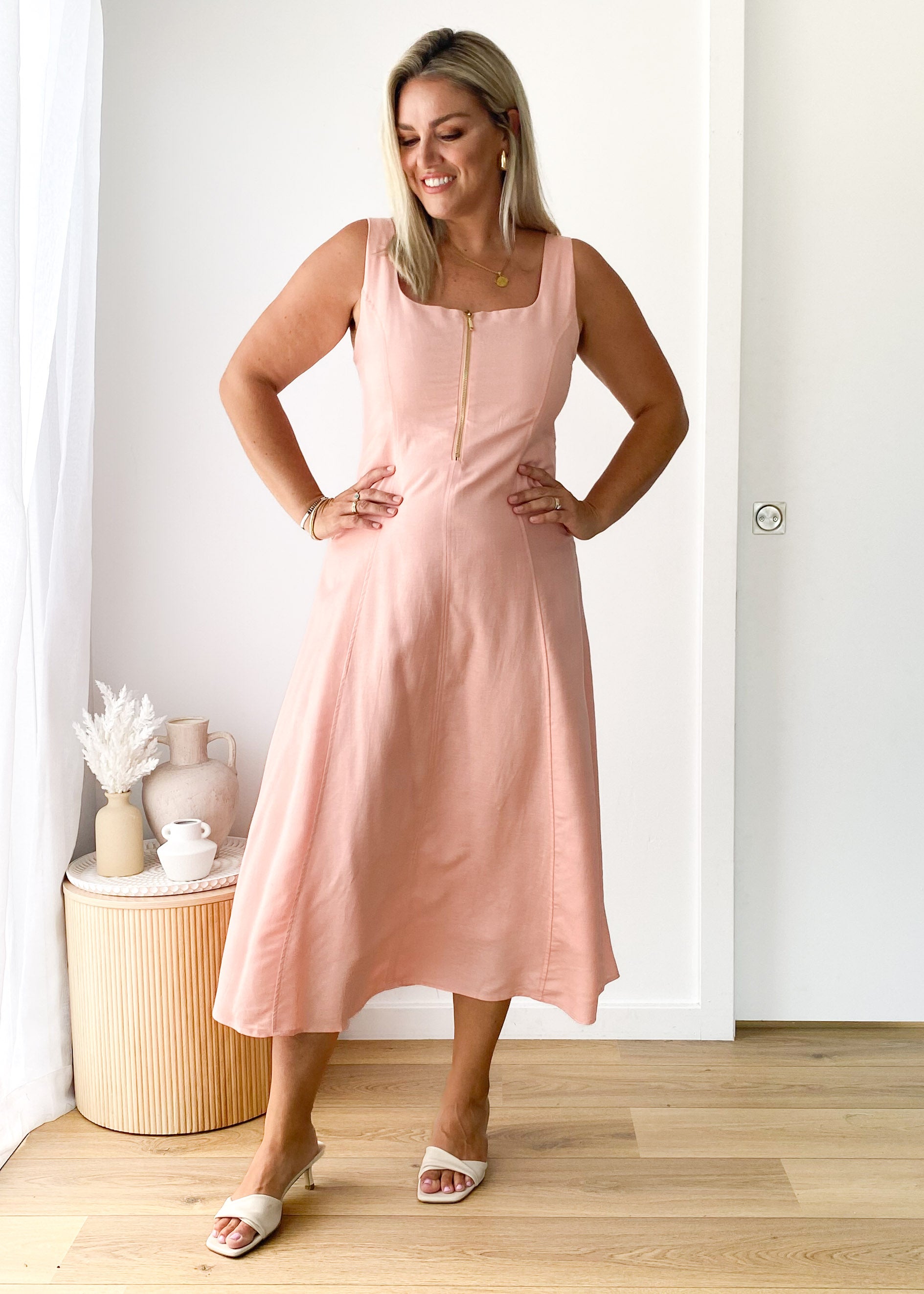 Ventura Midi Dress - Peach