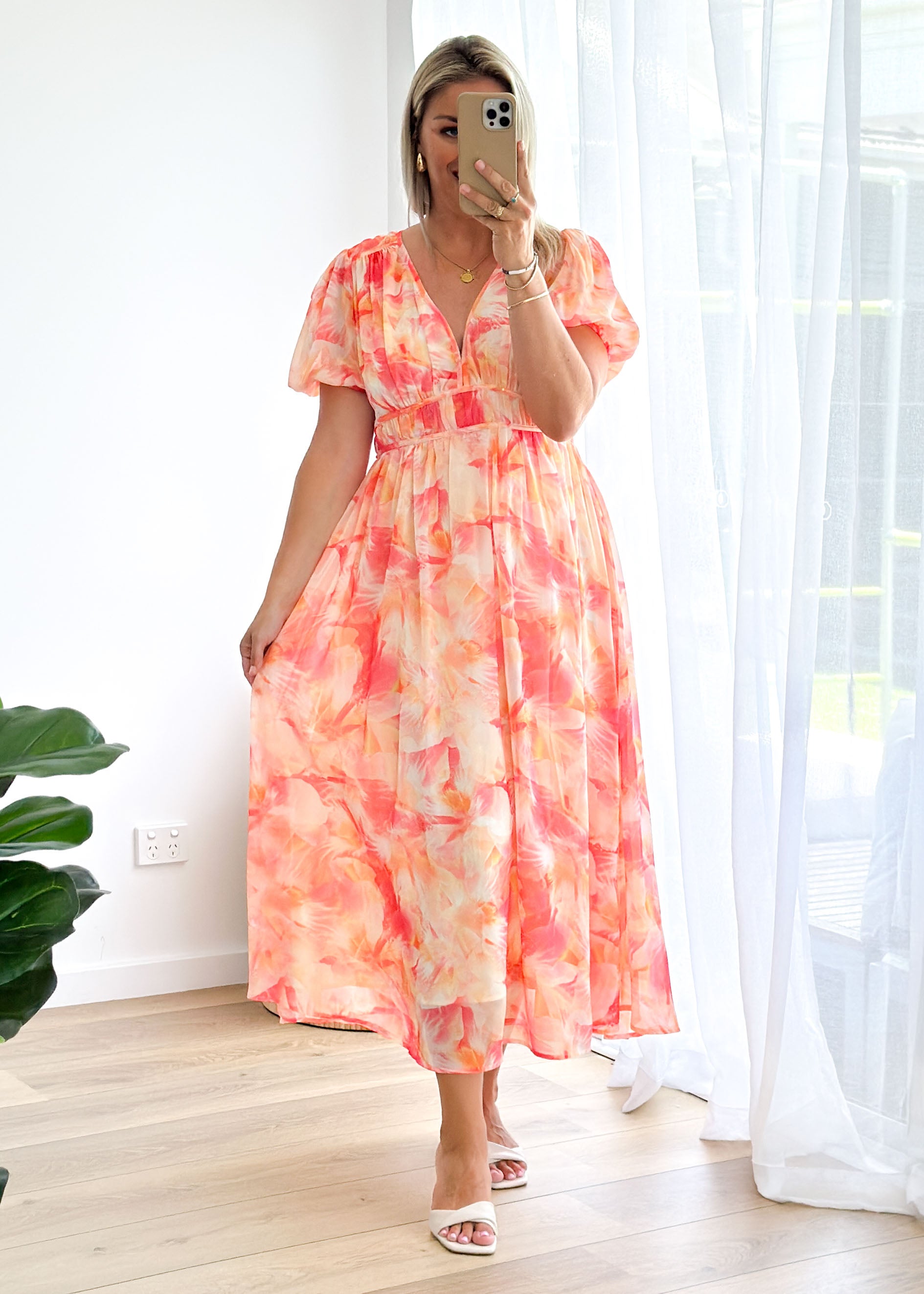 Revival Maxi Dress - Coral Splash