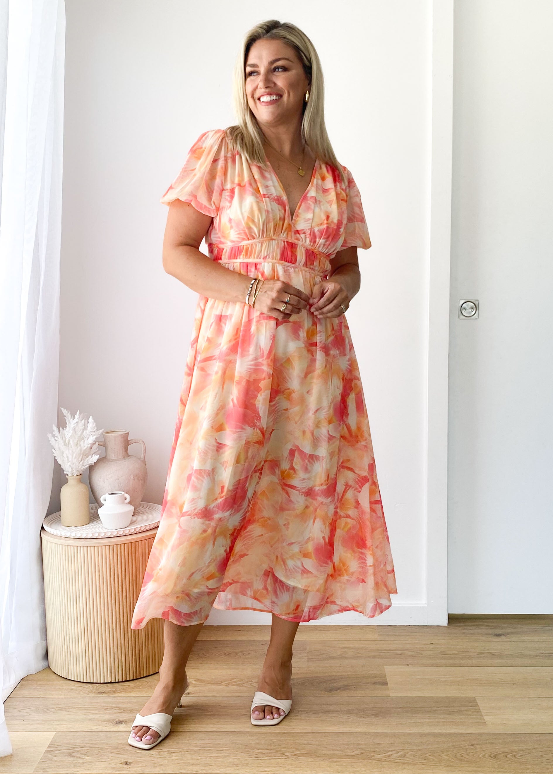 Revival Maxi Dress - Coral Splash