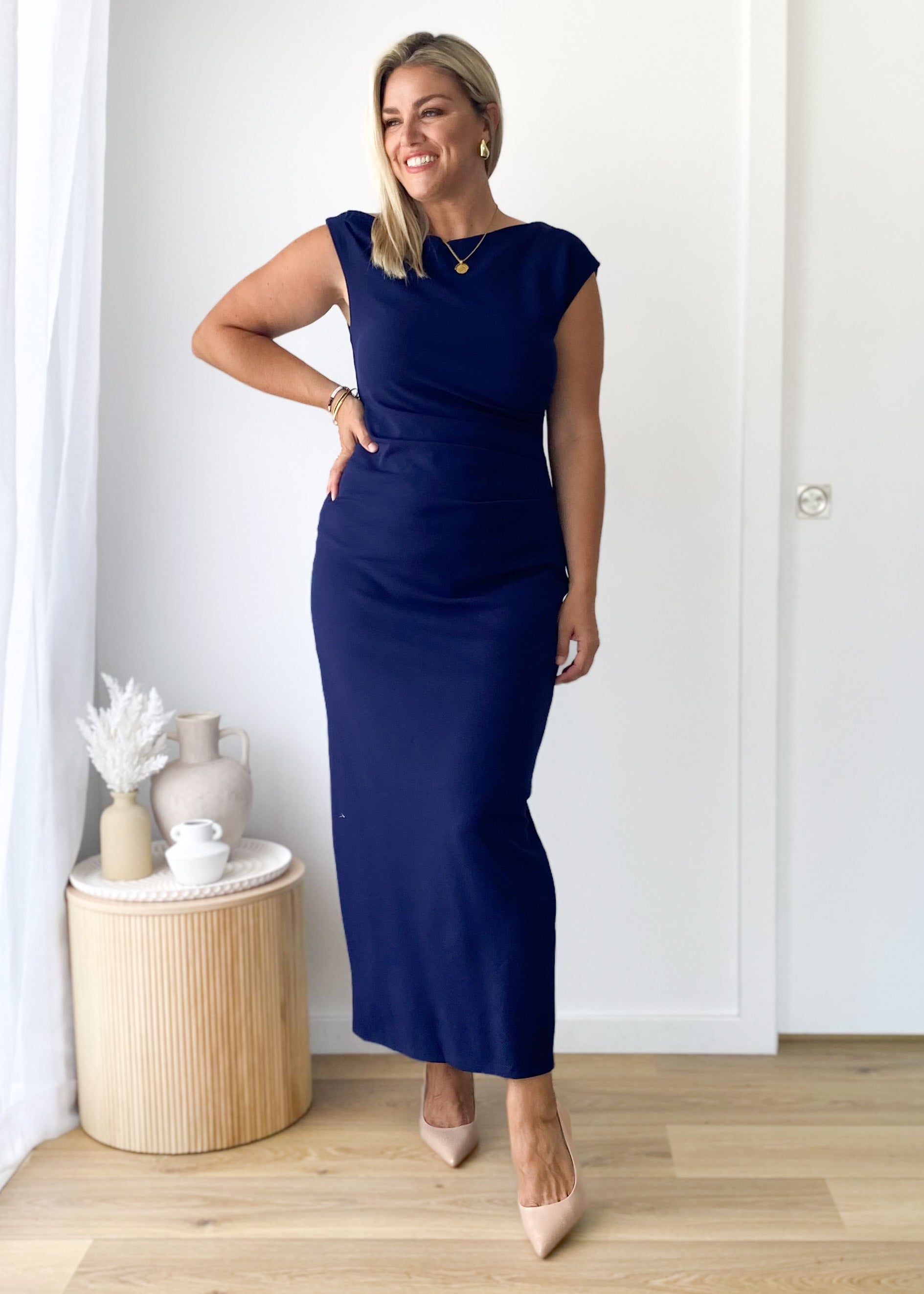 Elsea One Shoulder Maxi Dress - Navy