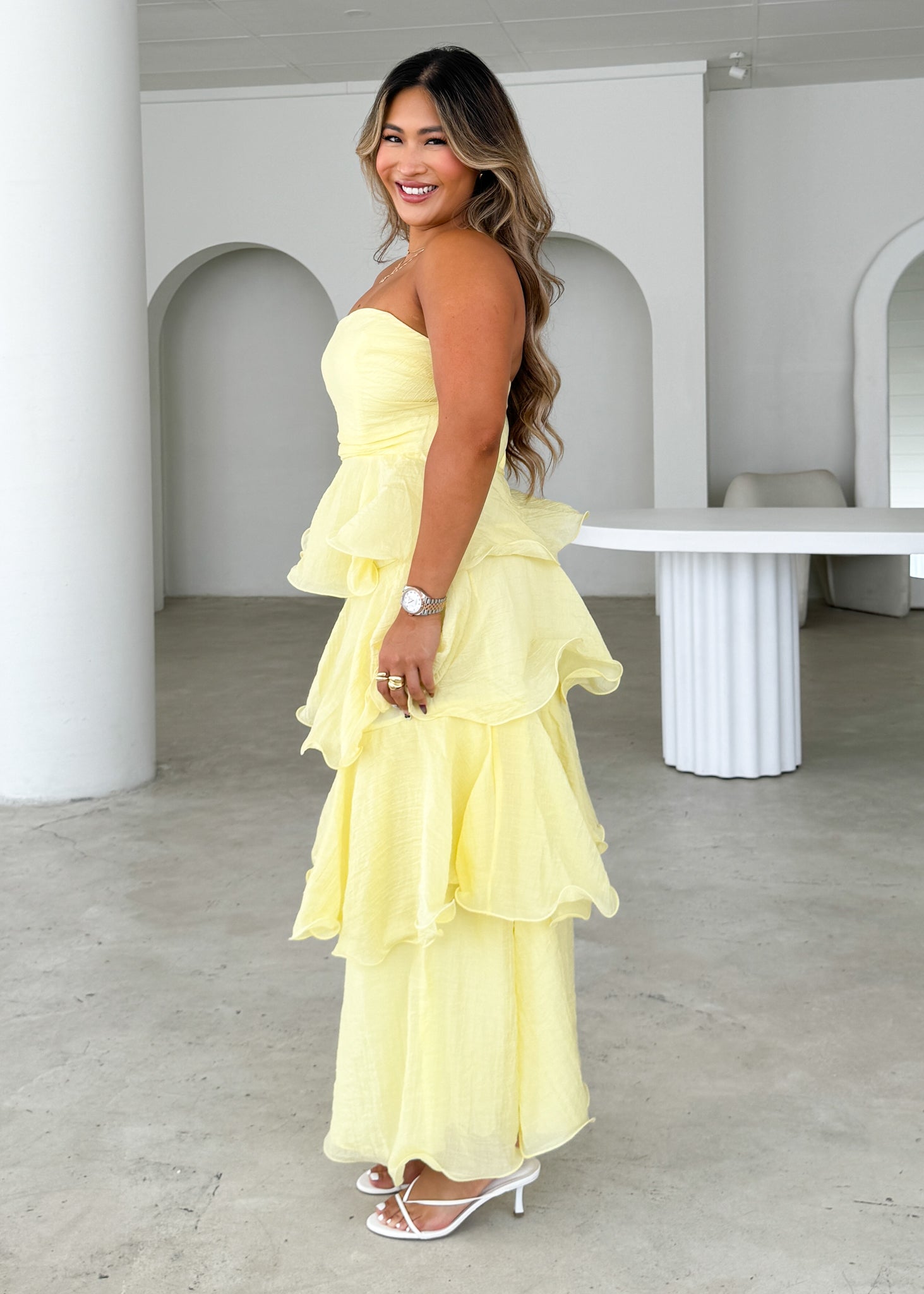 Neo Strapless Maxi Dress - Lemon