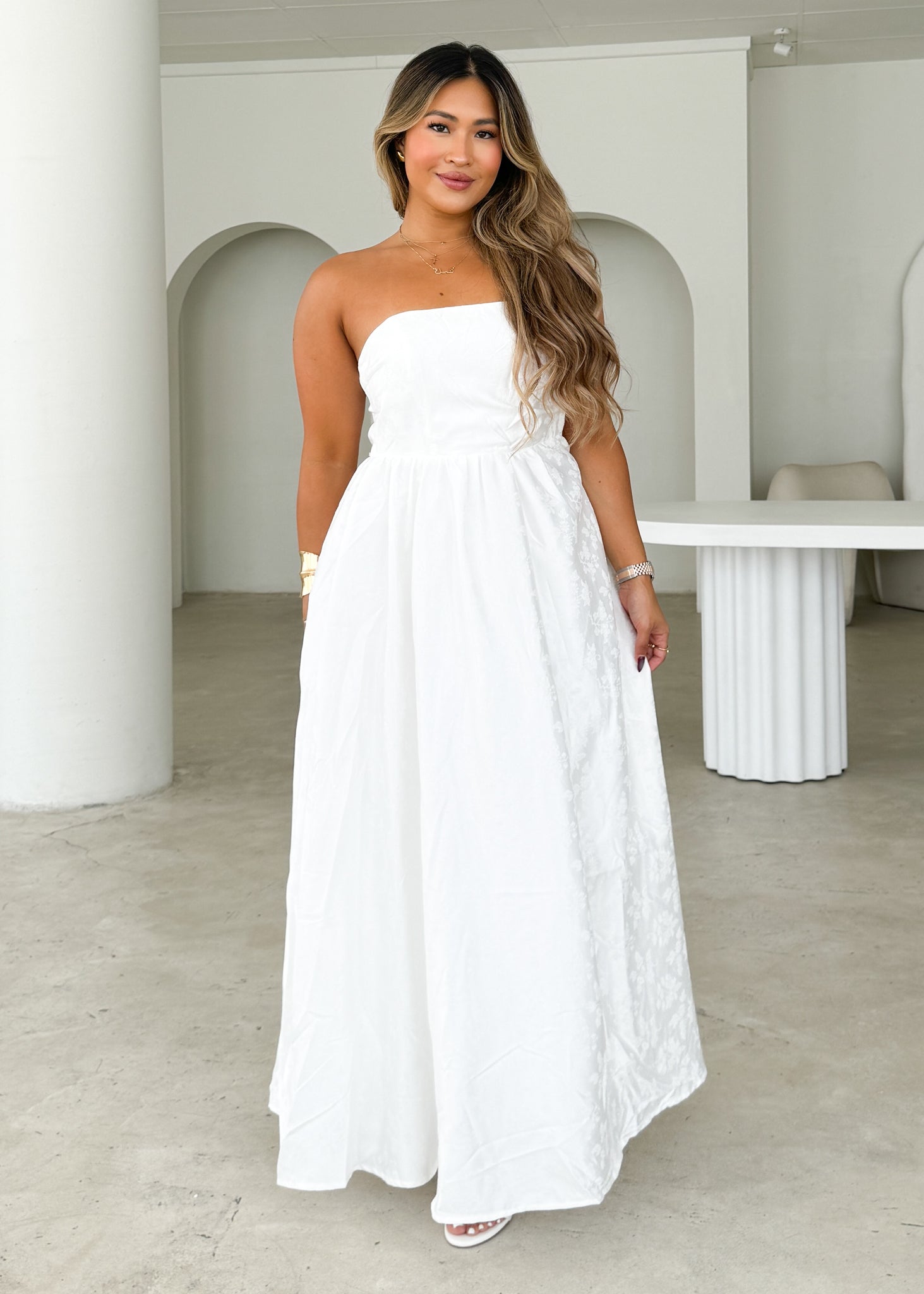 Laneway Strapless Maxi Dress - Off White