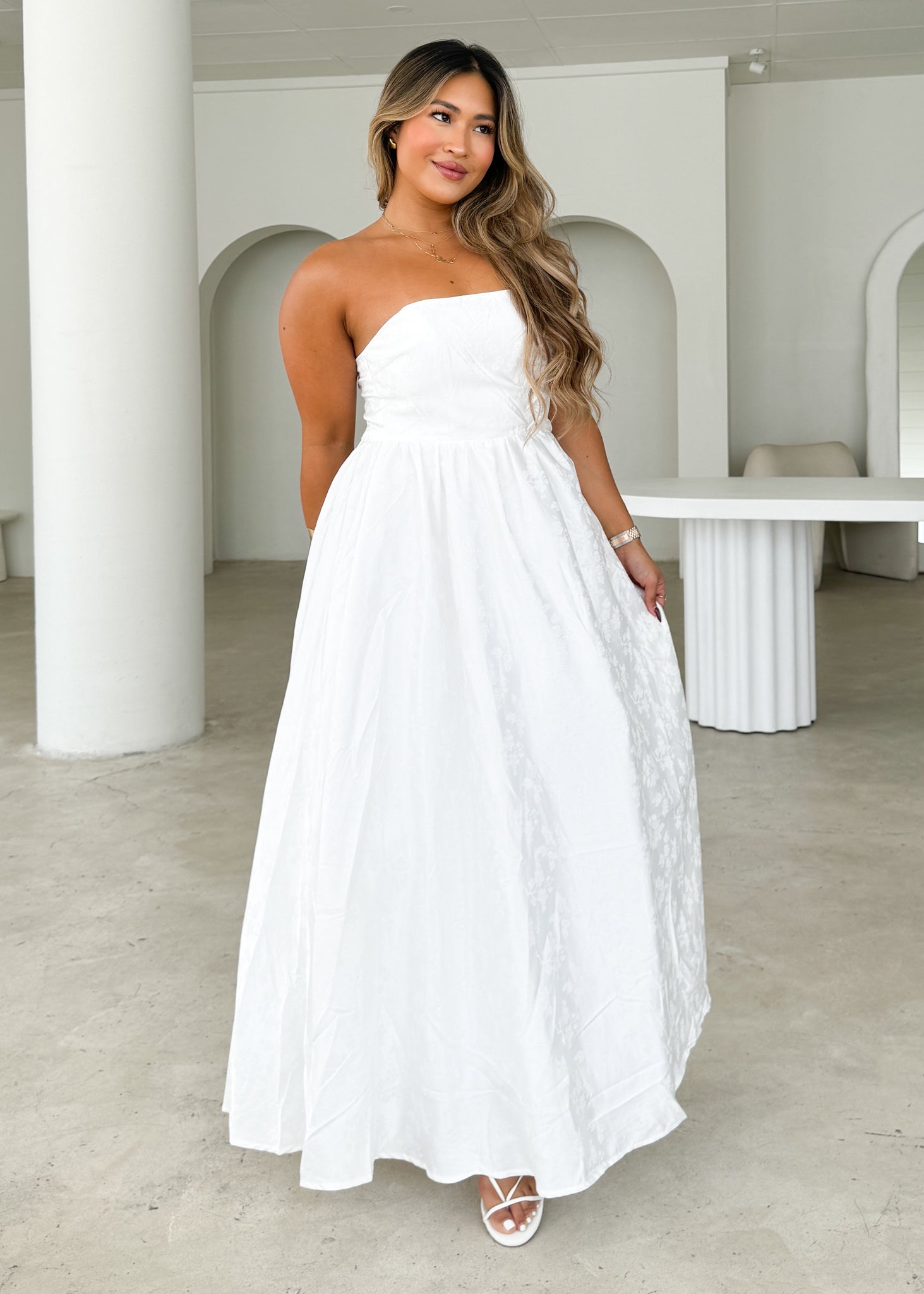 Laneway Strapless Maxi Dress - Off White