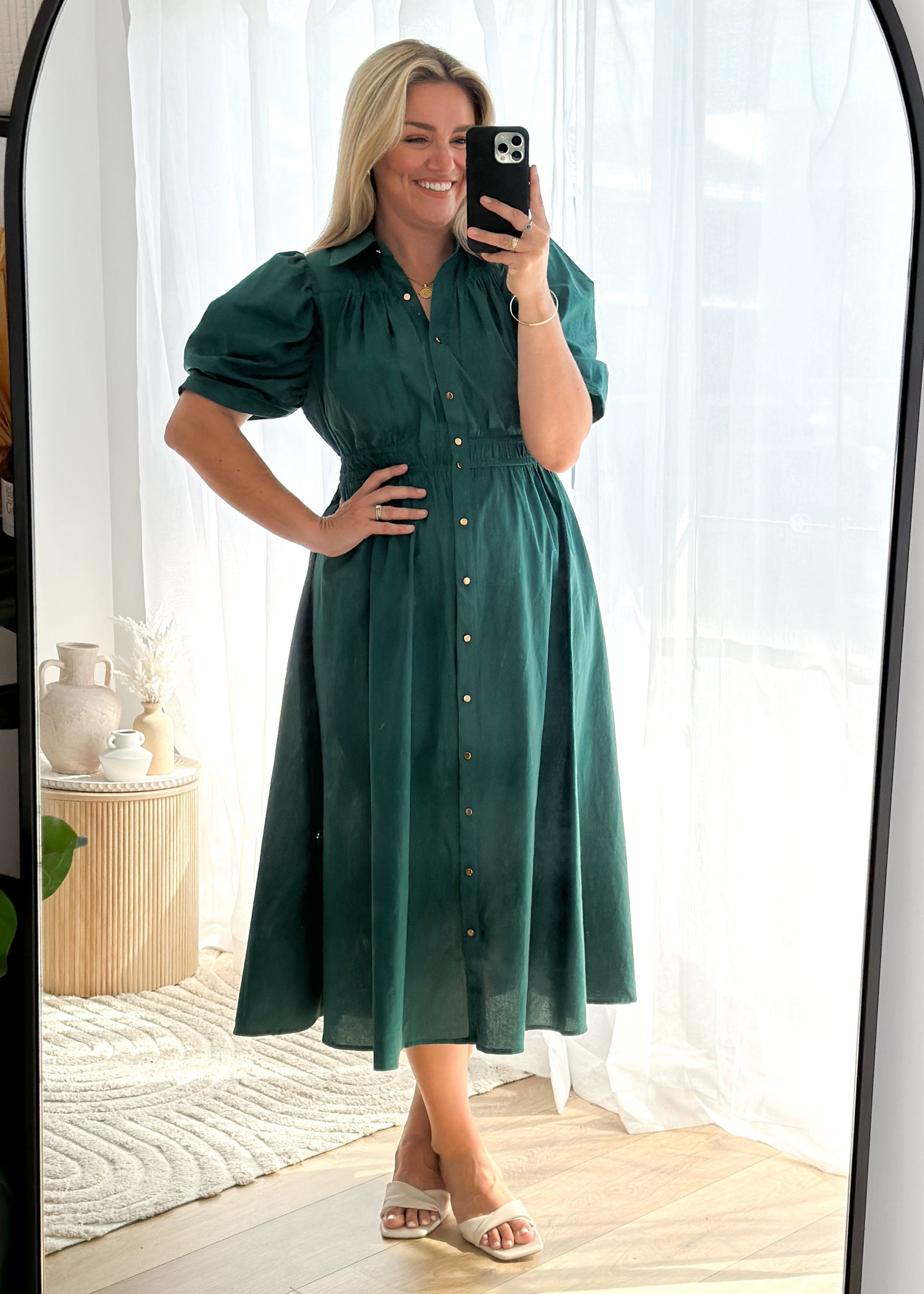 Ariana Midi Dress - Emerald