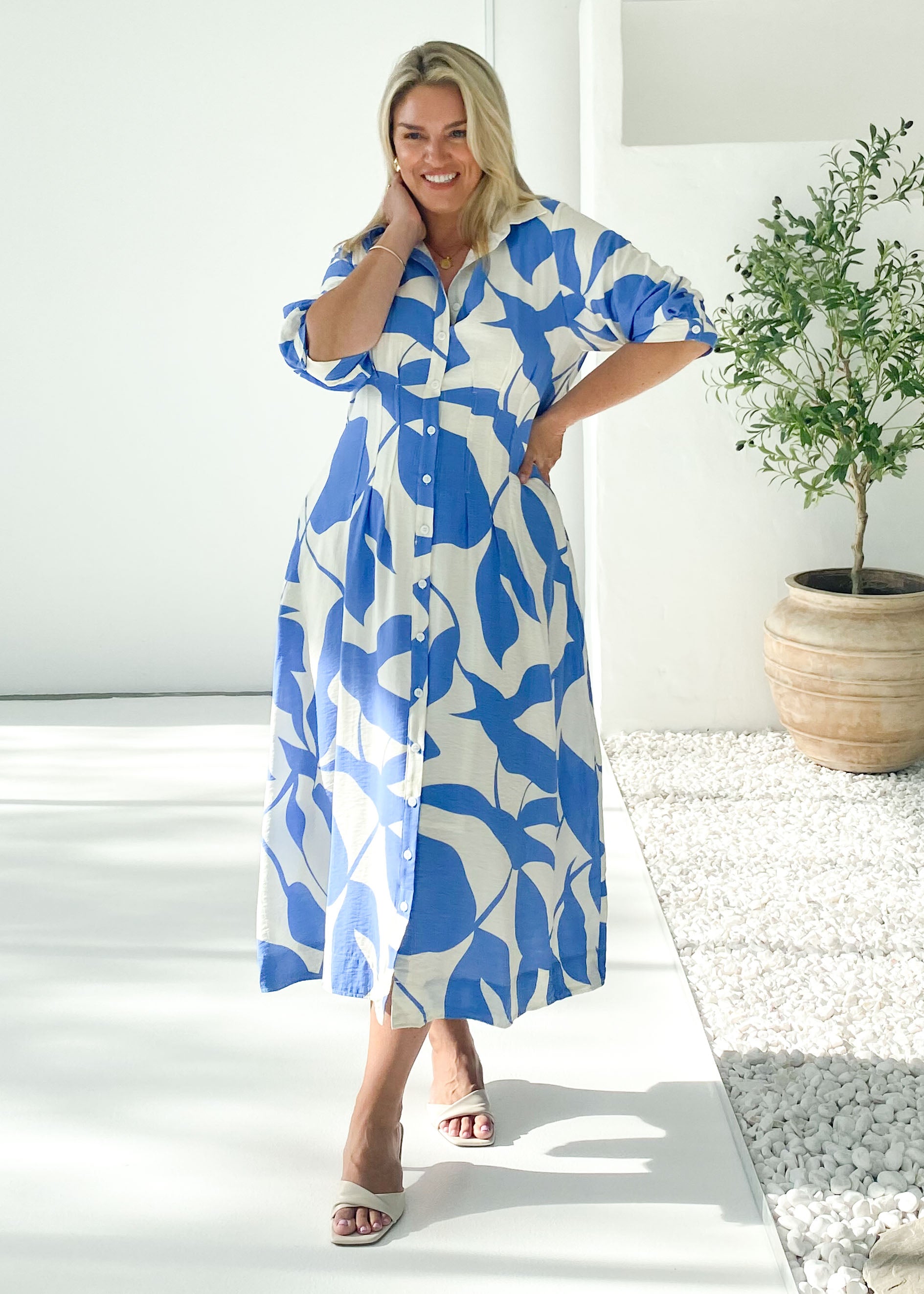 Hampton Midi Dress - Cornflower Blue