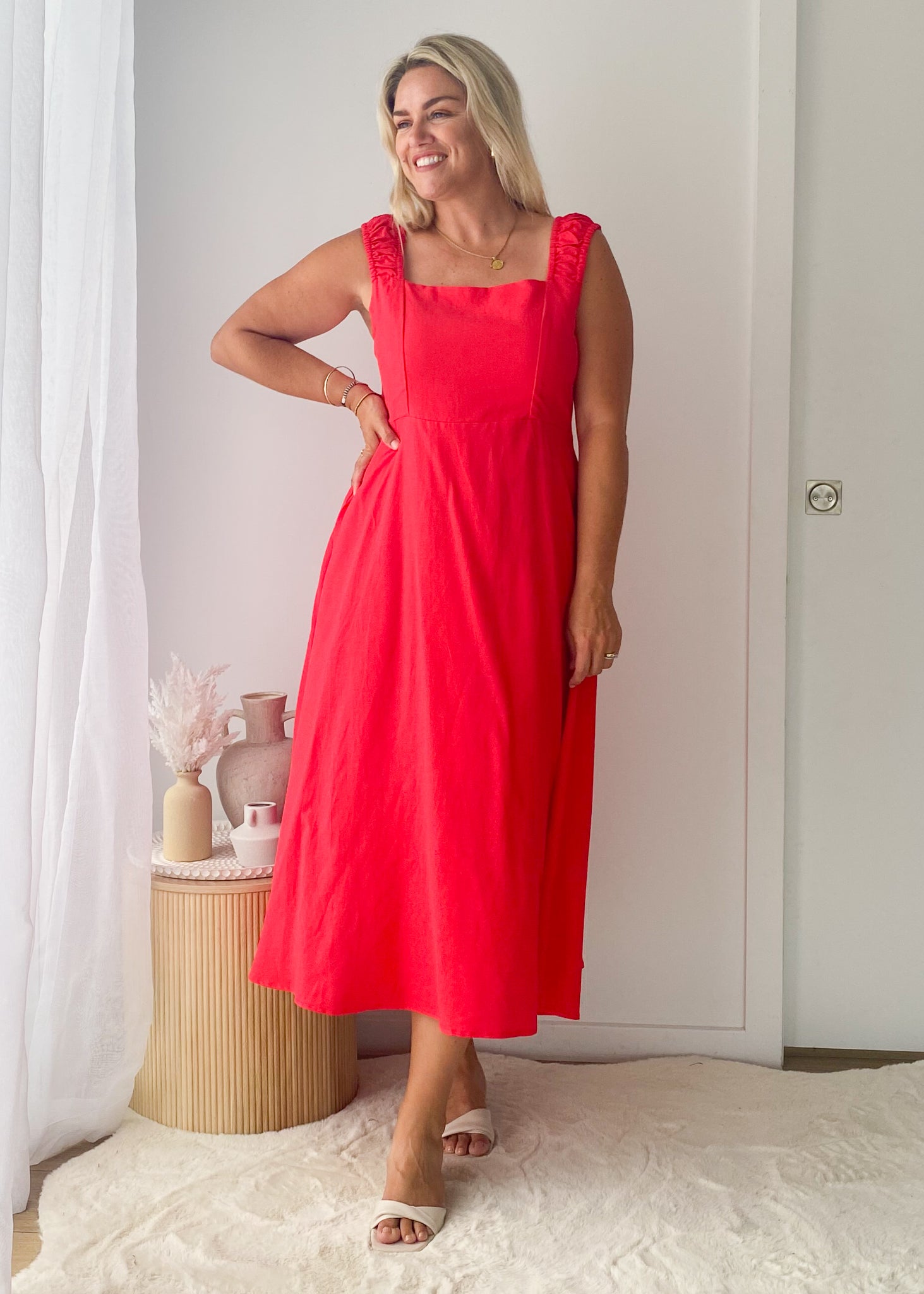 Lila Midi Dress - Red