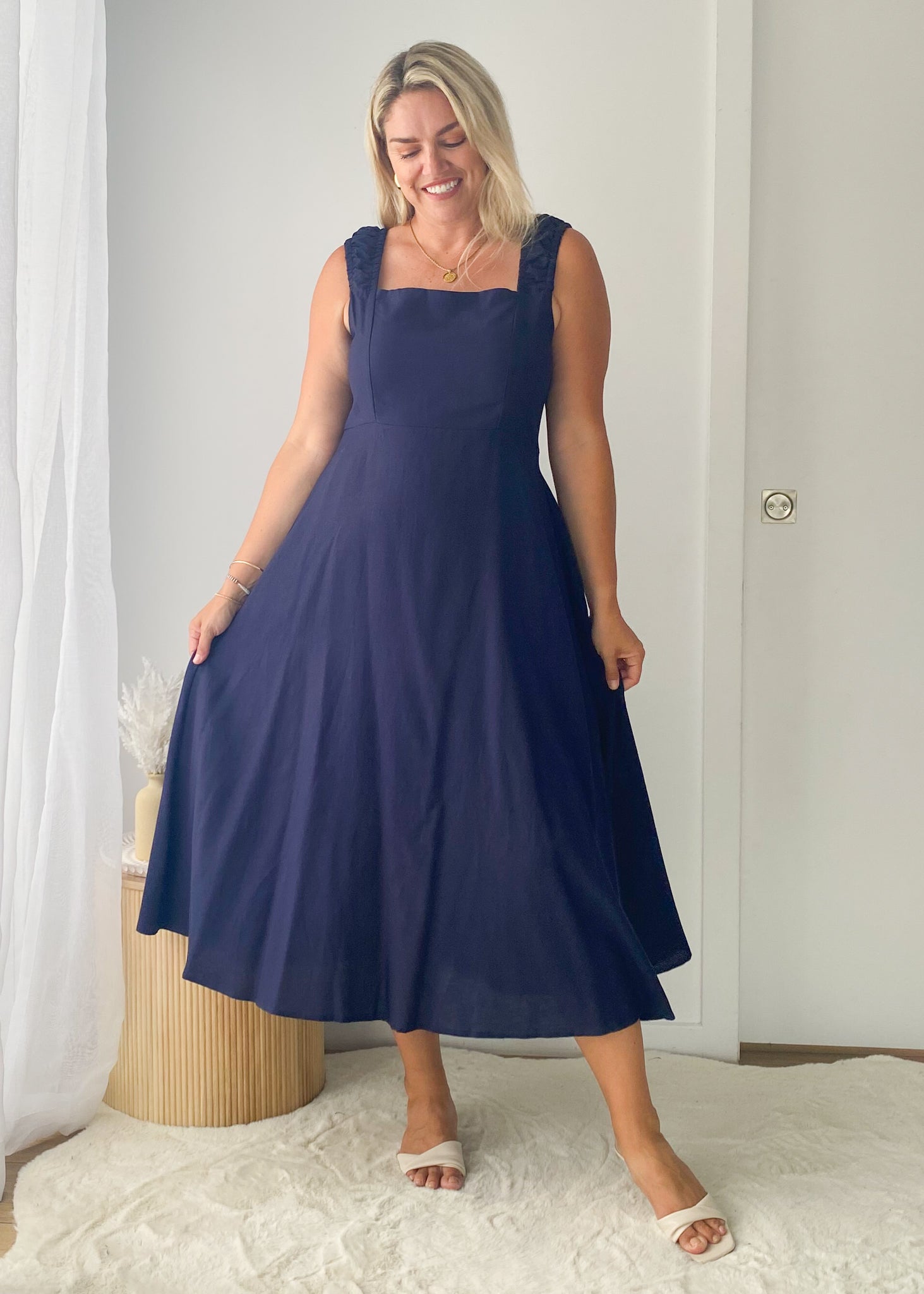 Lila Midi Dress - Navy