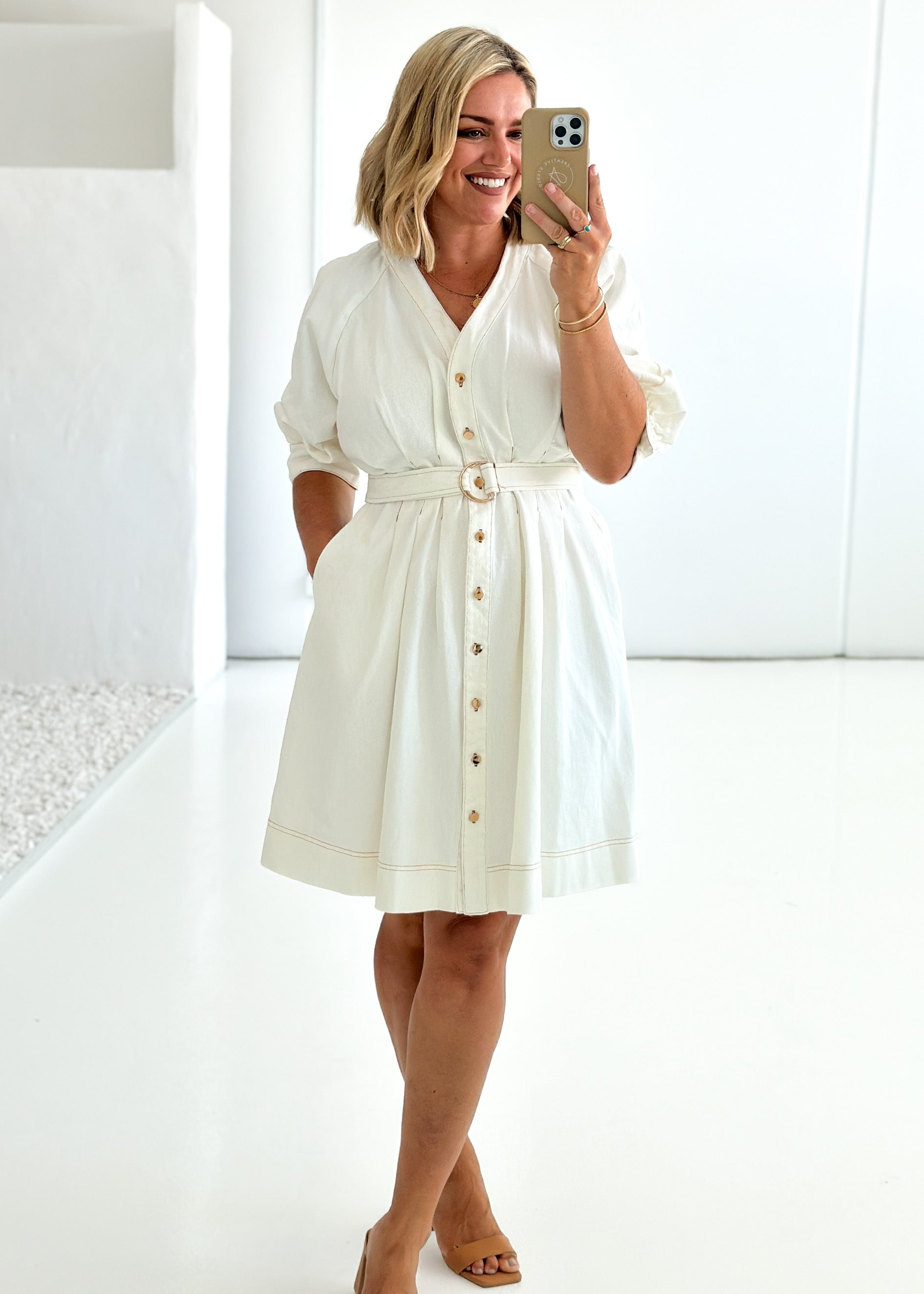 Rian Denim Dress - Off White