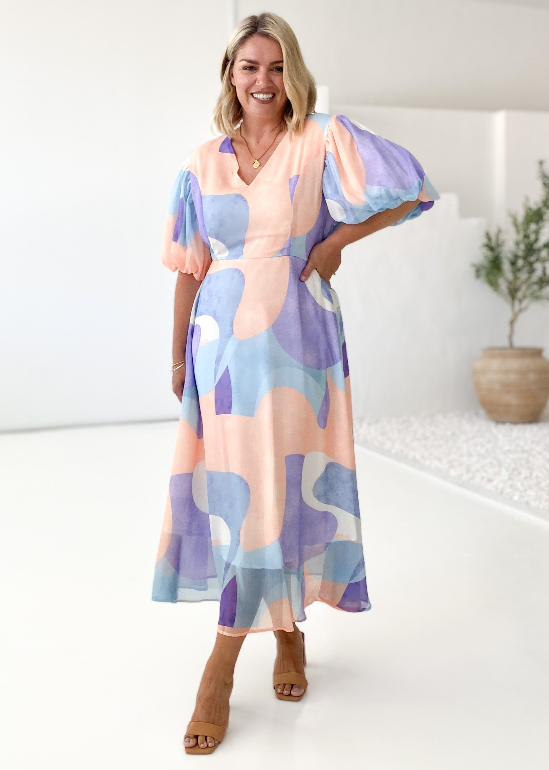 Ballentine Maxi Dress - Lavender Geo