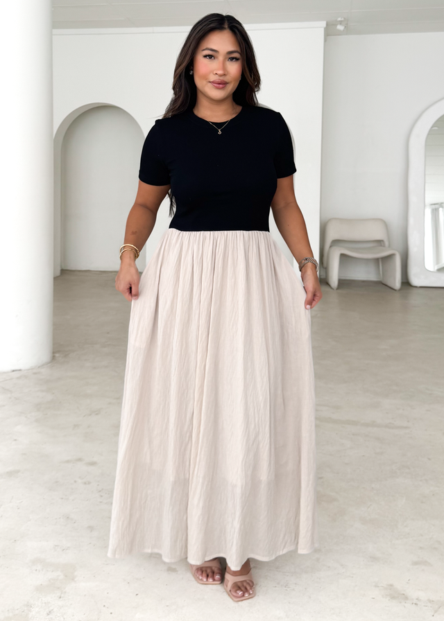 Riptide Maxi Dress - Beige Splice