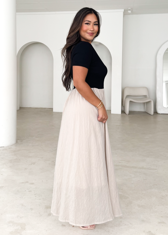 Riptide Maxi Dress - Beige Splice