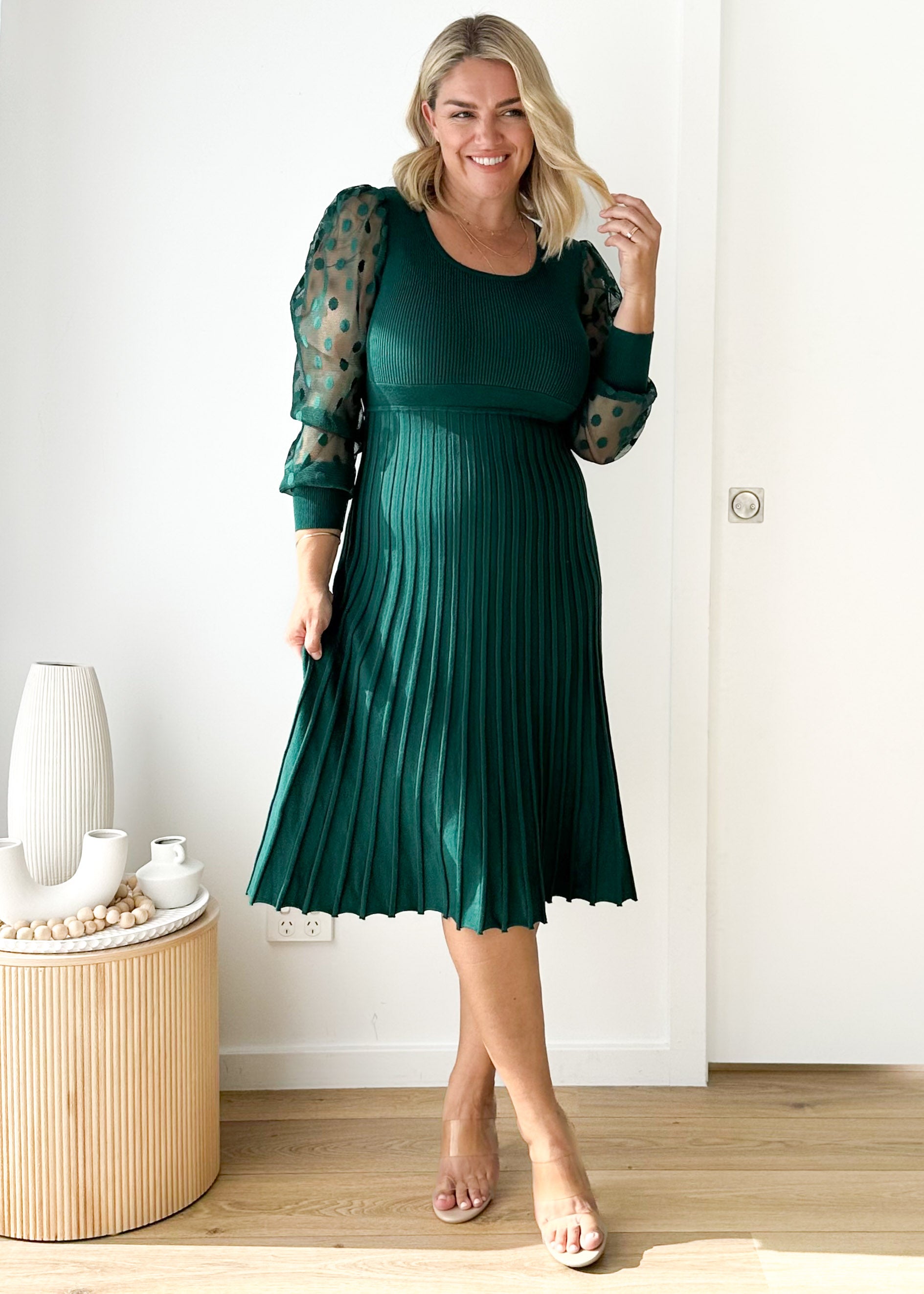 Lunna Knit Midi Dress - Emerald