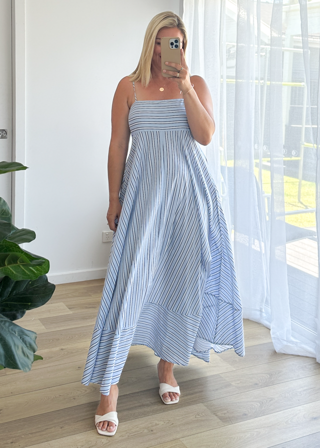Elide Maxi Dress - Blue Stripe