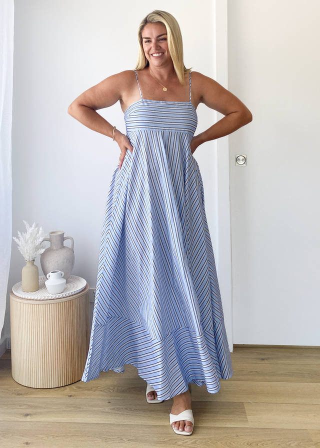 Elide Maxi Dress - Blue Stripe