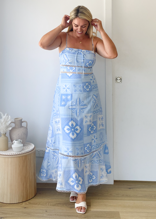 Indie Maxi Dress - Blue Geo
