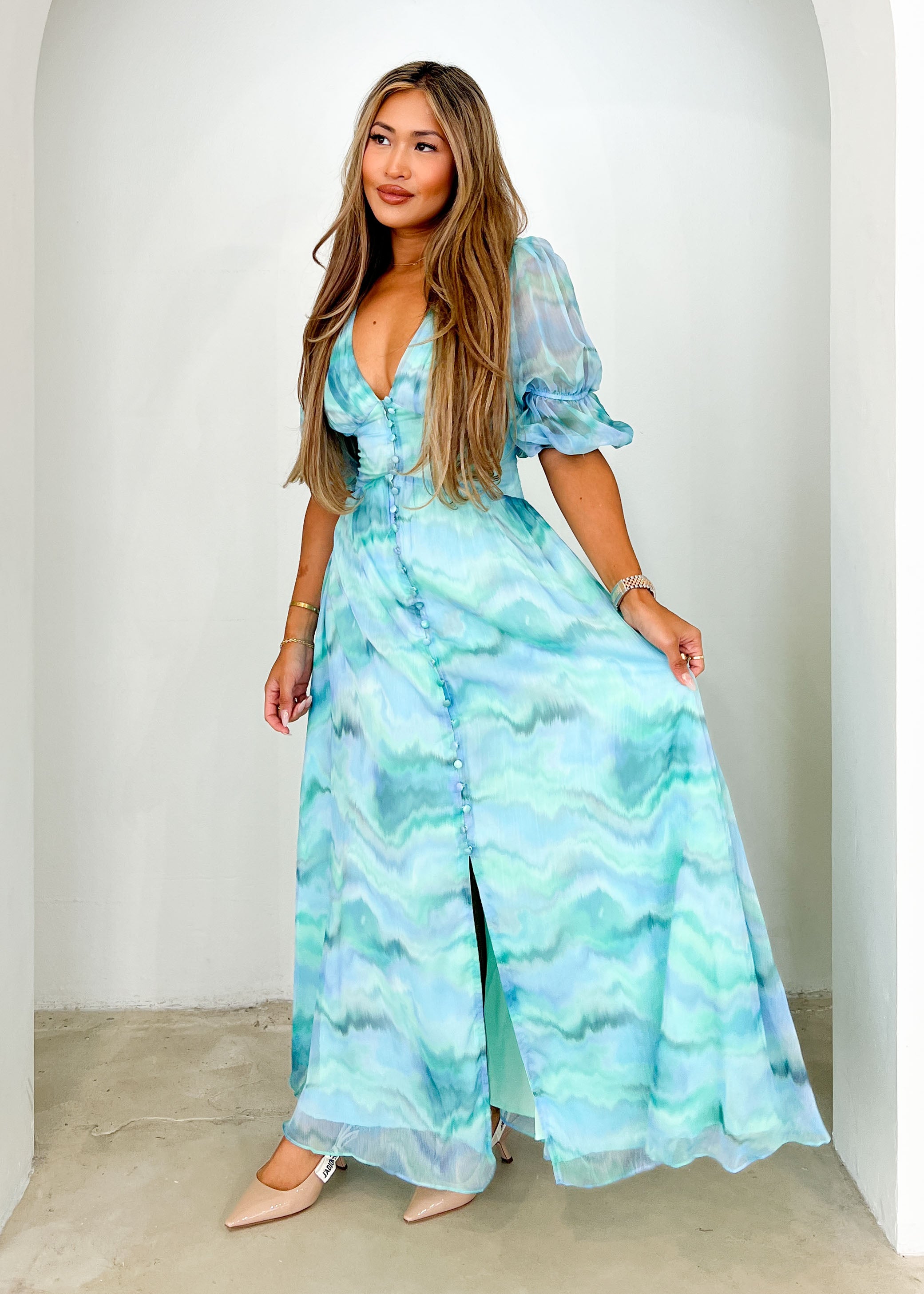 Tiffanie Midi Dress - Ocean Fade