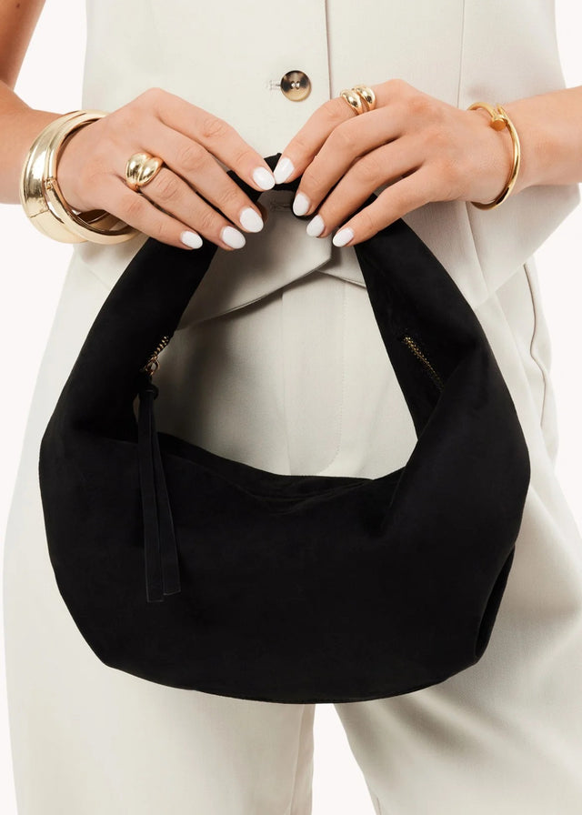 Renee Shoulder Bag - Black Suede