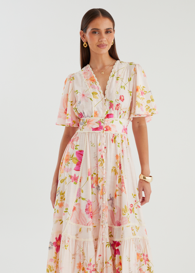 Leoni Maxi Dress - Pink Floral
