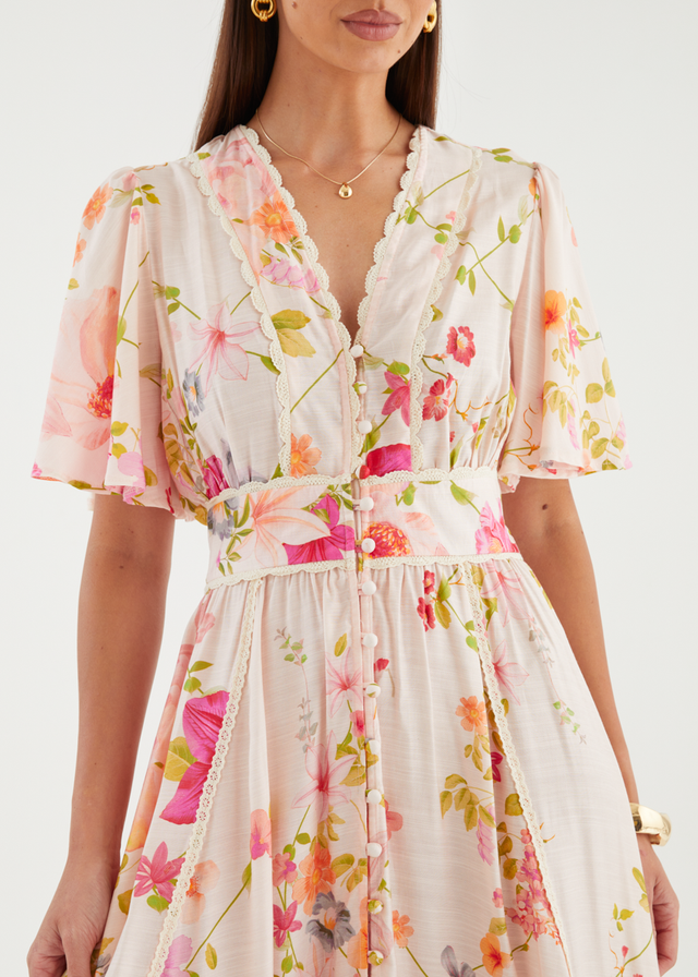 Leoni Maxi Dress - Pink Floral