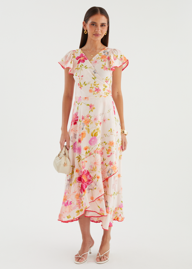 Lyle Wrap Midi Dress - Pink Floral