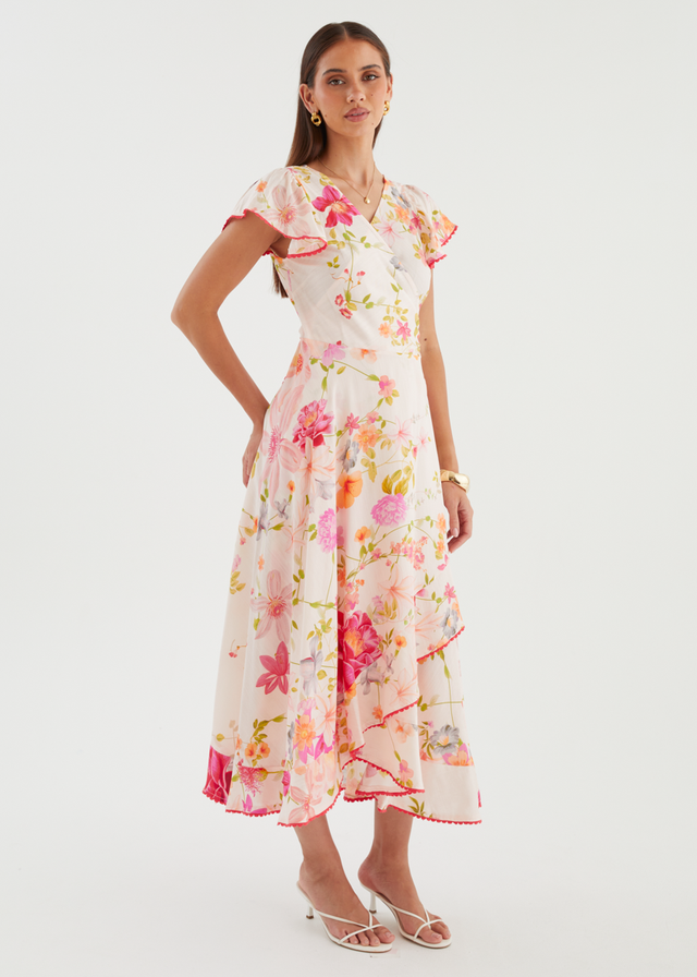 Lyle Wrap Midi Dress - Pink Floral
