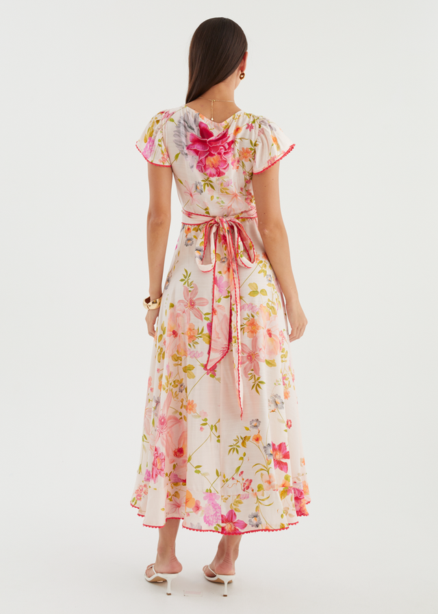 Lyle Wrap Midi Dress - Pink Floral