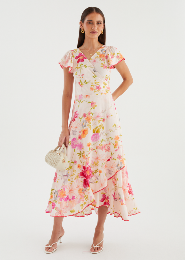 Lyle Wrap Midi Dress - Pink Floral