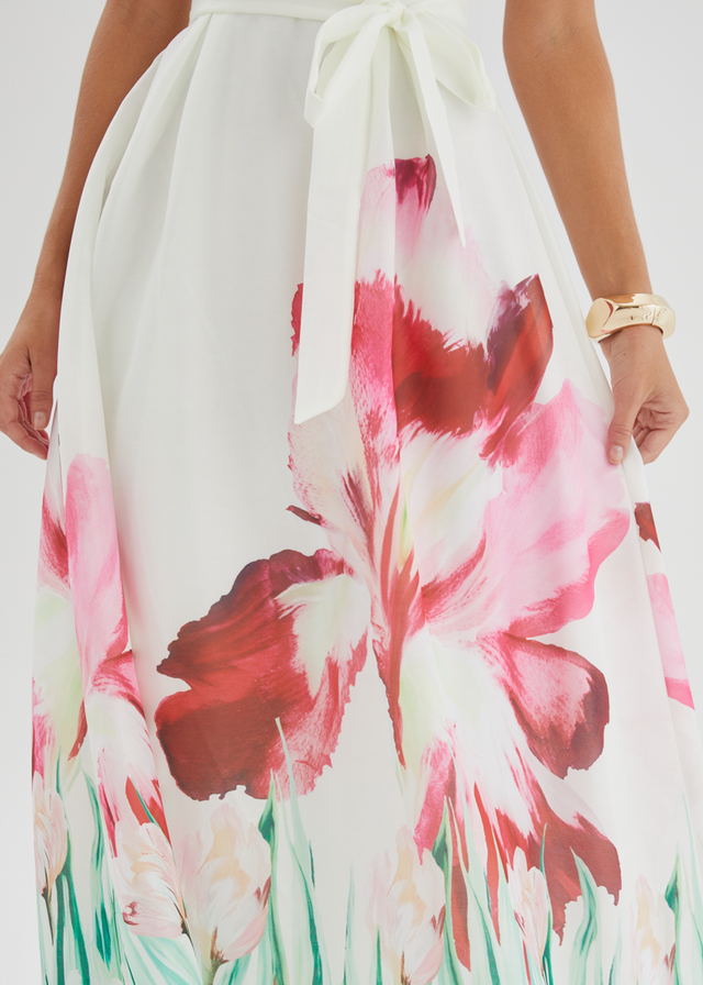 Naya Strapless Midi Dress - Ivory Floral