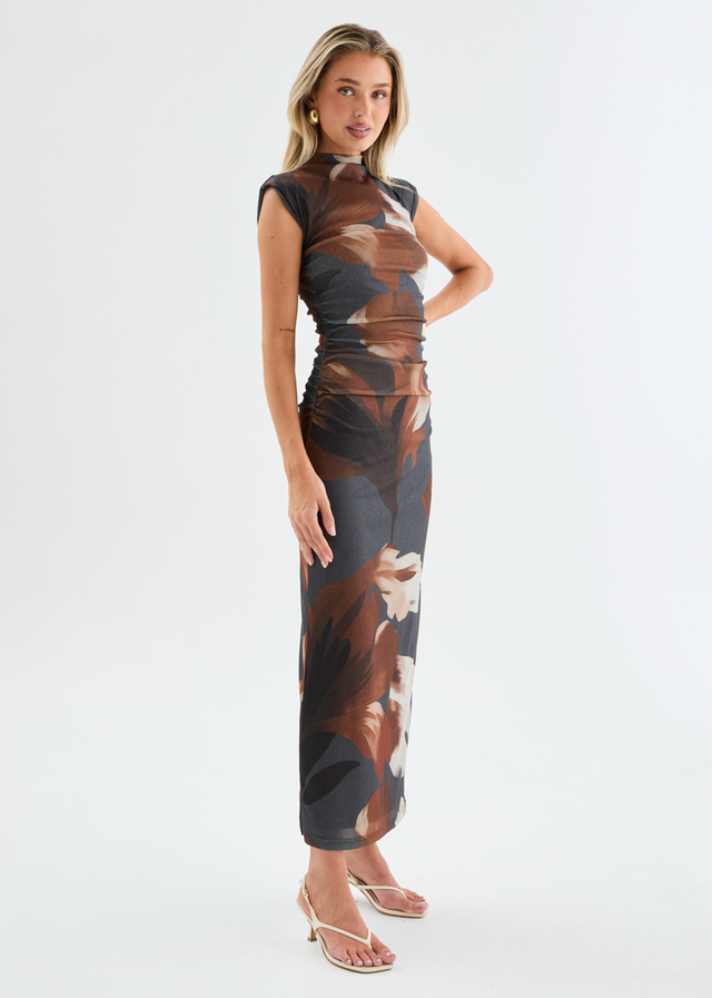 Alicia Midi Dress - Charcoal Floral