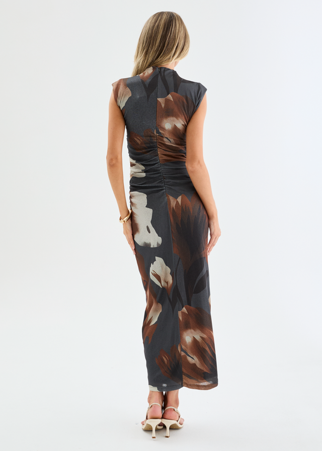 Alicia Midi Dress - Charcoal Floral