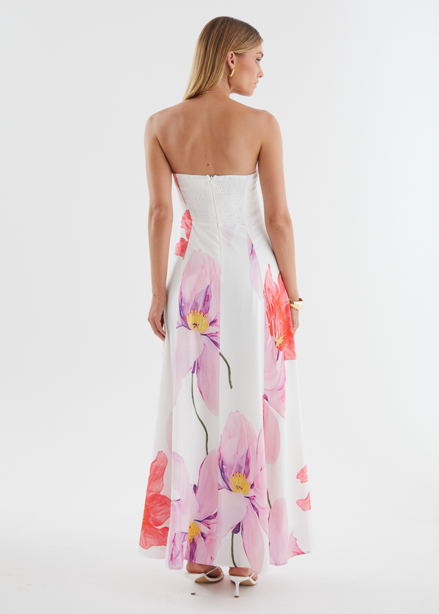Jayde Strapless Maxi Dress - Pink Flowers