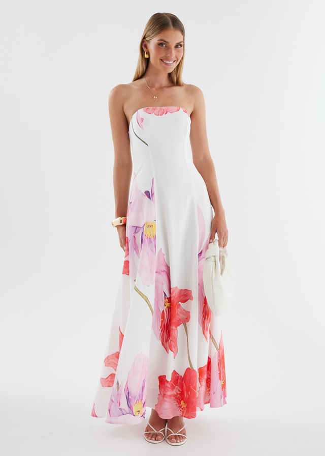 Jayde Strapless Maxi Dress - Pink Flowers
