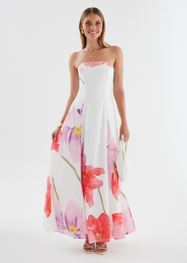 Jayde Strapless Maxi Dress - Pink Flowers