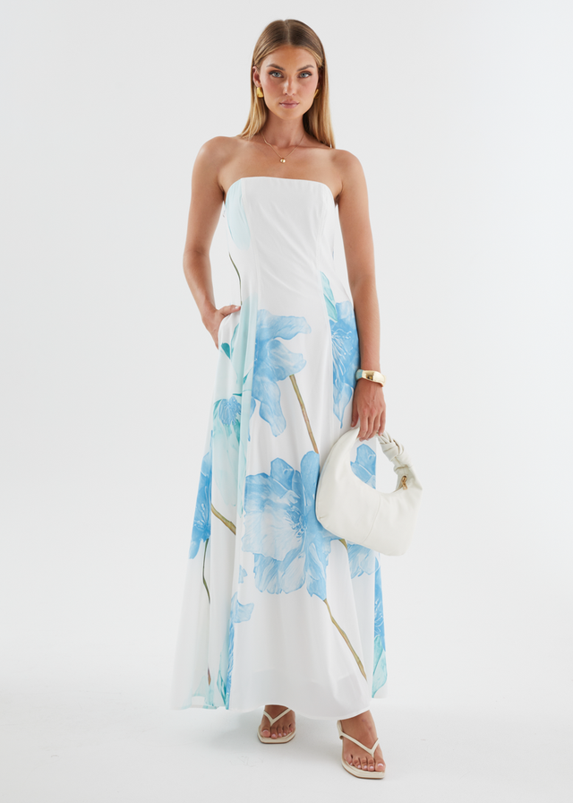Jayde Strapless Maxi Dress - Blue Flowers