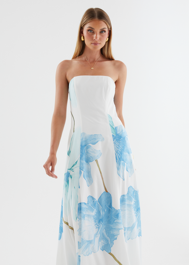 Jayde Strapless Maxi Dress - Blue Flowers