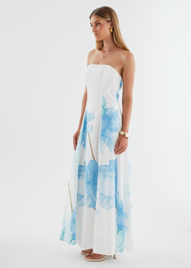 Jayde Strapless Maxi Dress - Blue Flowers