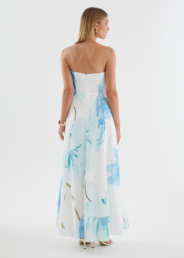 Jayde Strapless Maxi Dress - Blue Flowers