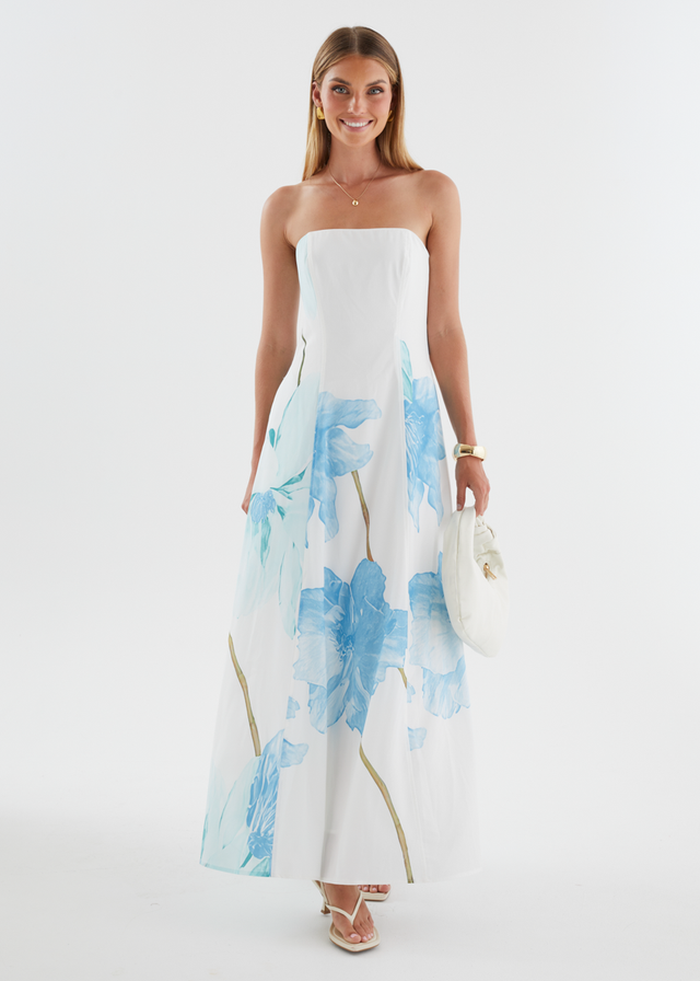 Jayde Strapless Maxi Dress - Blue Flowers