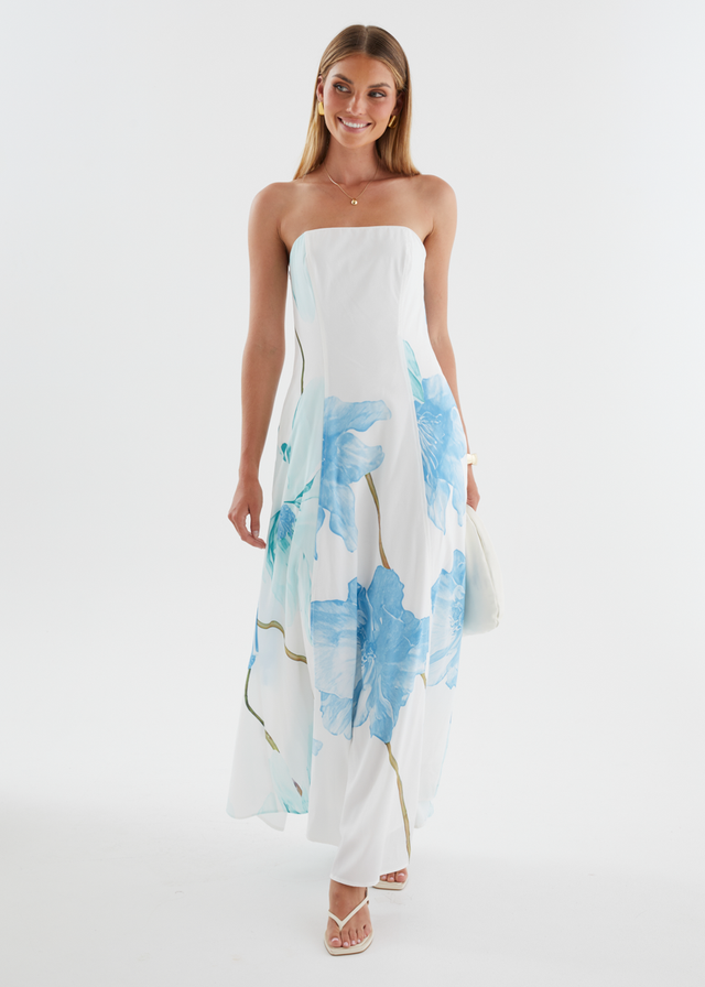 Jayde Strapless Maxi Dress - Blue Flowers