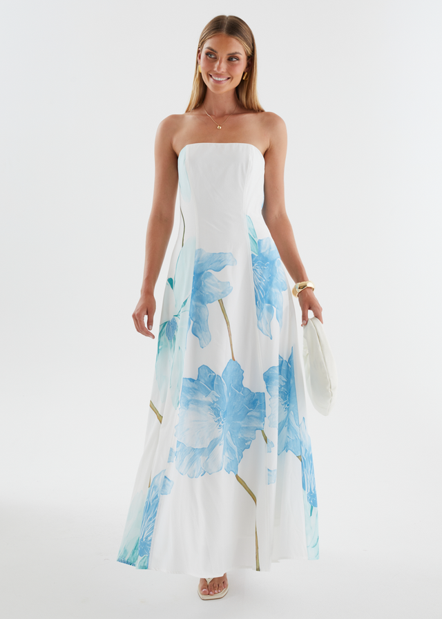 Jayde Strapless Maxi Dress - Blue Flowers