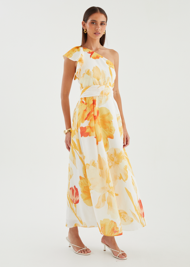 Alvaro One Shoulder Midi Dress - Marigold