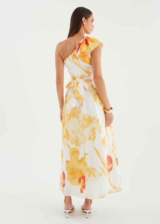 Alvaro One Shoulder Midi Dress - Marigold
