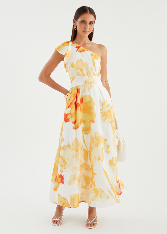 Alvaro One Shoulder Midi Dress - Marigold