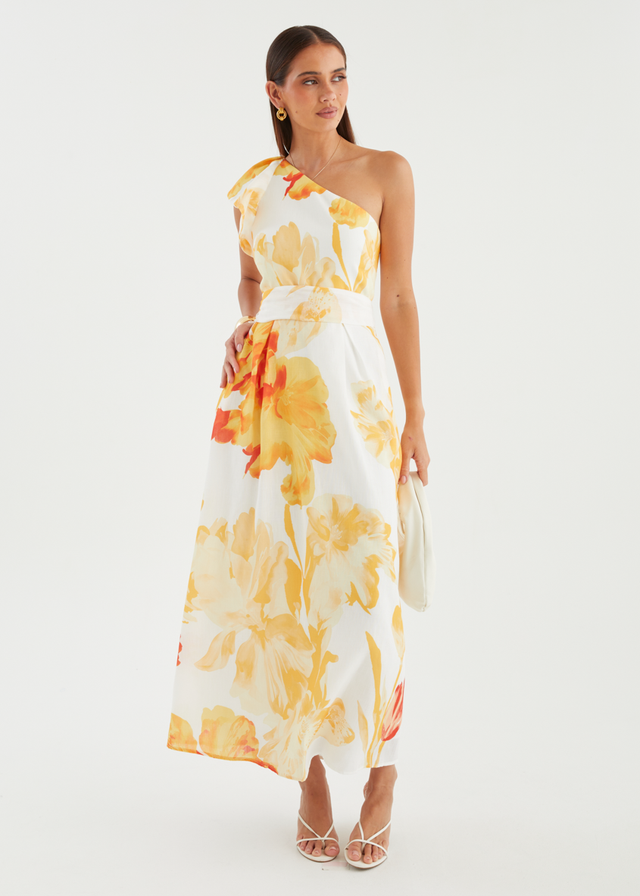 Alvaro One Shoulder Midi Dress - Marigold