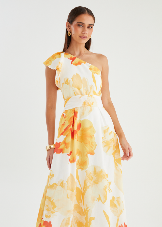 Alvaro One Shoulder Midi Dress - Marigold